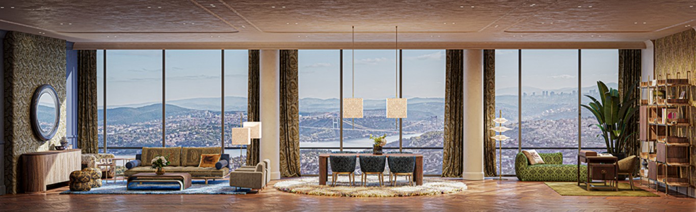 Luxury 2-bedroom apartment for sale in Maslak, Sarıyer, Istanbul, Turkey – high floor with panoramic city views, modern interiors, and Turkish Citizenship eligibility.||||||||||