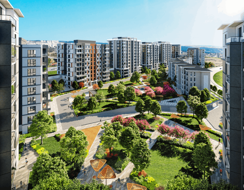 government guarantee apartments  for sale in Basaksehir, Istanbul, with 35% down payment of