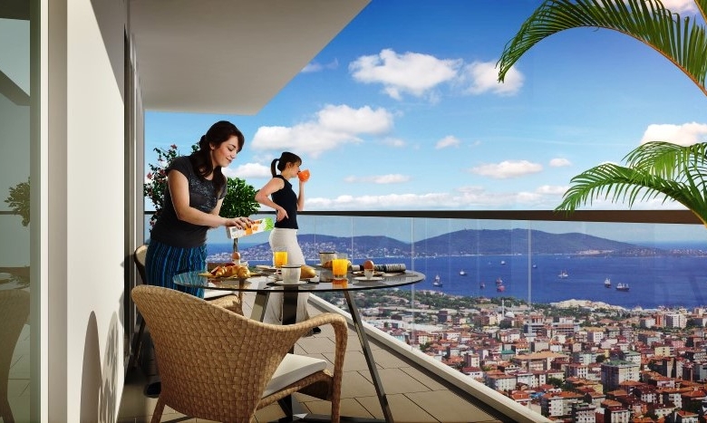 Sea view ready apartments for sale in Kartal, Istanbul