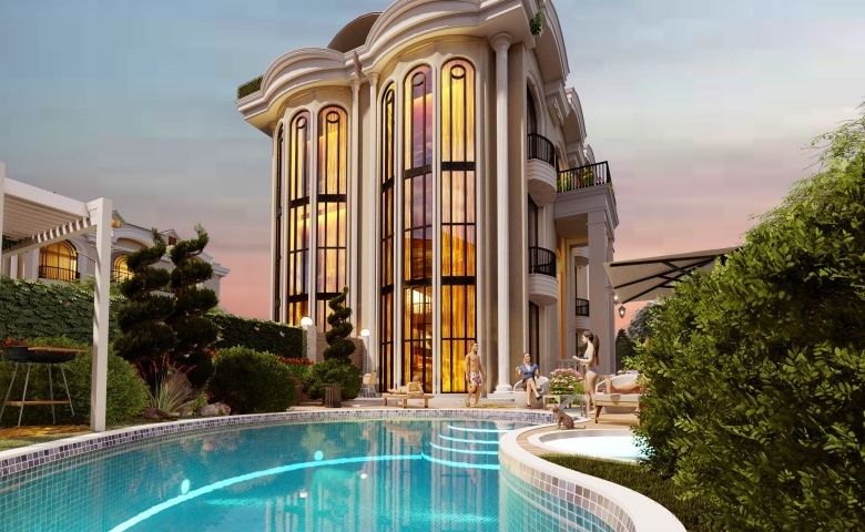 فلل مع مسبح خاص للبيع في اسطنبول ,تركيا