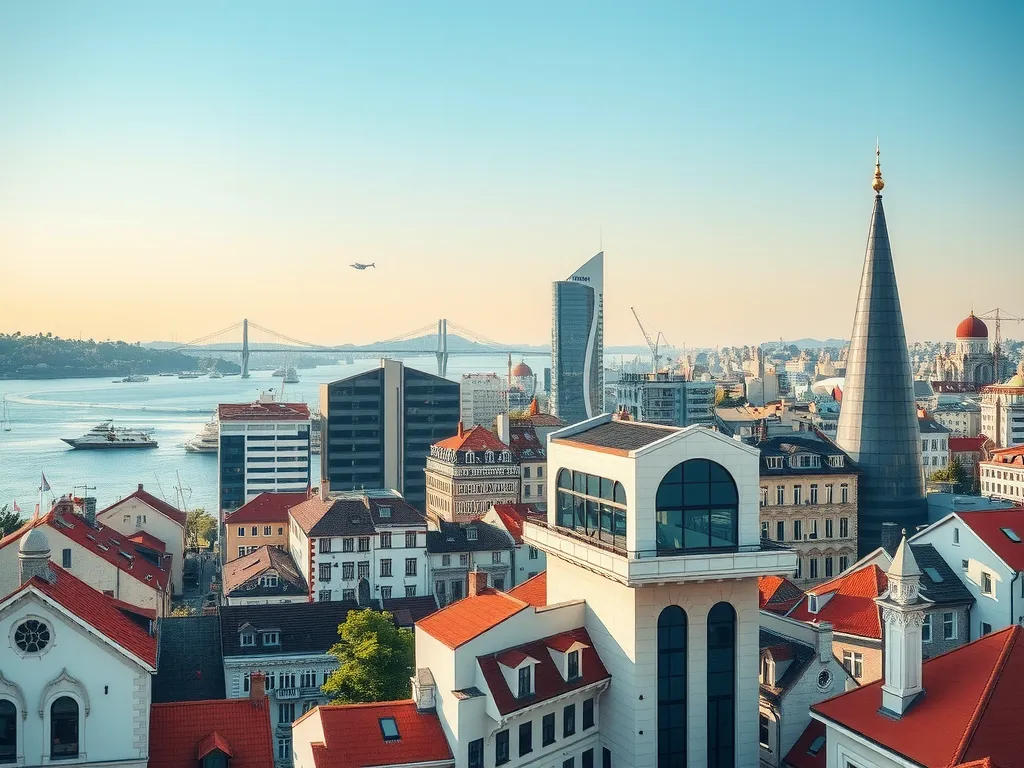 Urban luxury of Üsküdar on the Asian side with views of the Bosphorus, photorealistic, scenic cityscape