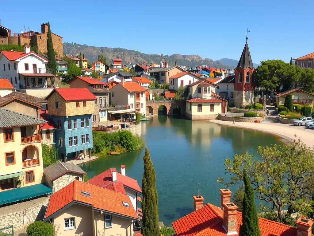 Combination of traditional Turkish landscapes with modern property developments, photorealistic, vibrant colors, cultural and contemporary blend, professional style