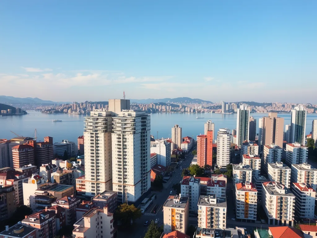 Aerial view of Bomonti area in Şişli, Istanbul, showcasing modern residential towers amidst urban landscape, high quality, professional photography, vibrant city life, European side of Istanbul
